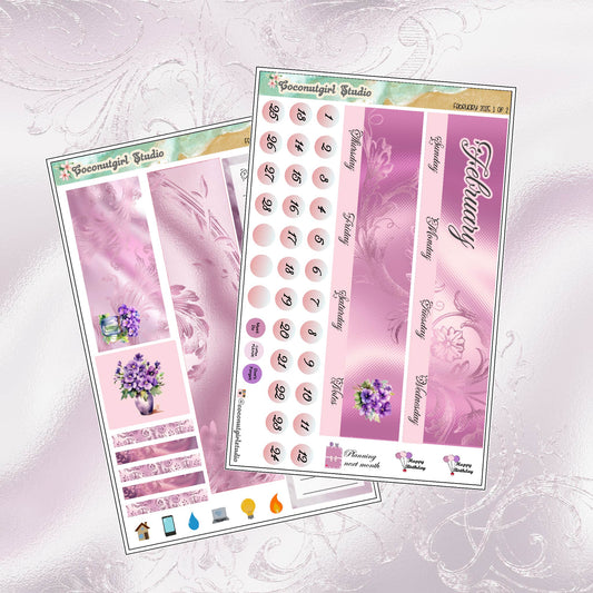 February Monthly Overview Kit planner stickers