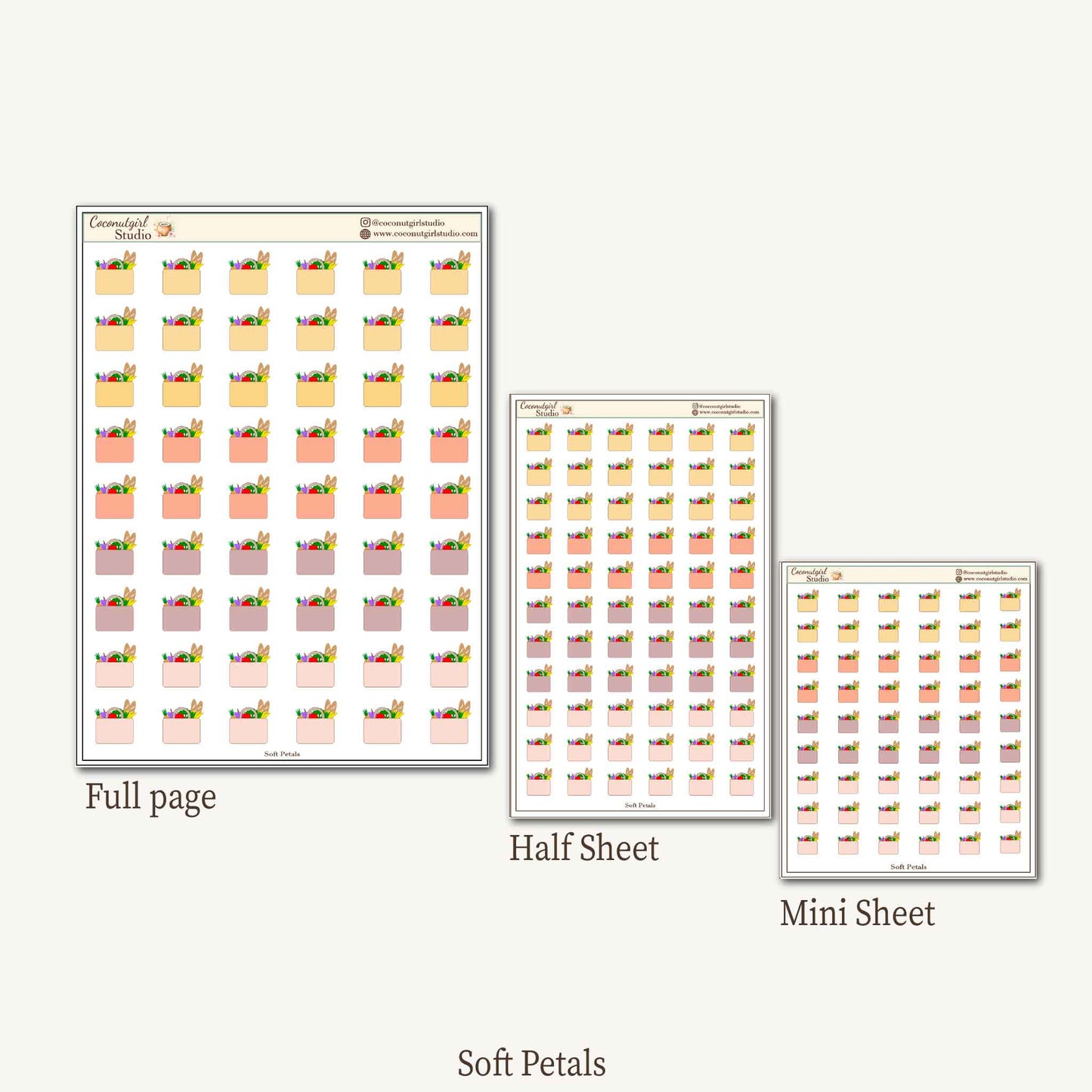 Grocery Shopping Stickers | Grocery List Planner Stickers | Errand & Meal Planning Icons | Functional Kawaii Stickers | Hobonichi Weeks EC Cousin