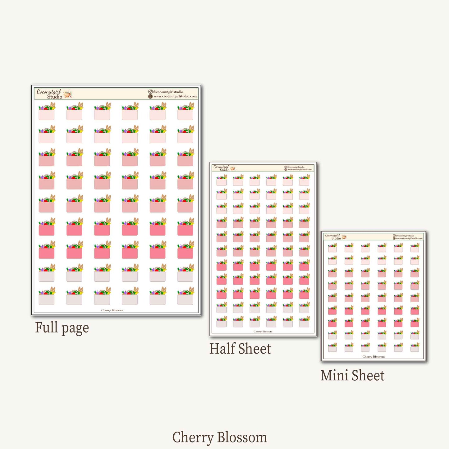 Grocery Shopping Stickers | Grocery List Planner Stickers | Errand & Meal Planning Icons | Functional Kawaii Stickers | Hobonichi Weeks EC Cousin