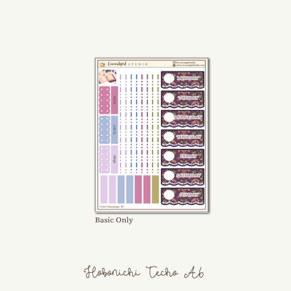 Violet Haunting Gothic Halloween Planner Sticker Kit – Purple Raven and Haunted Mansion | Hobonichi A6
