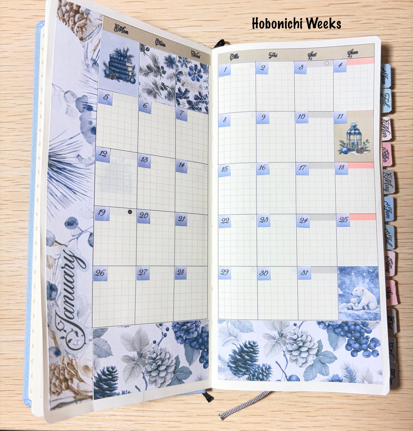 January Monthly Planner Sticker Kit | Winter Blue Planner Stickers