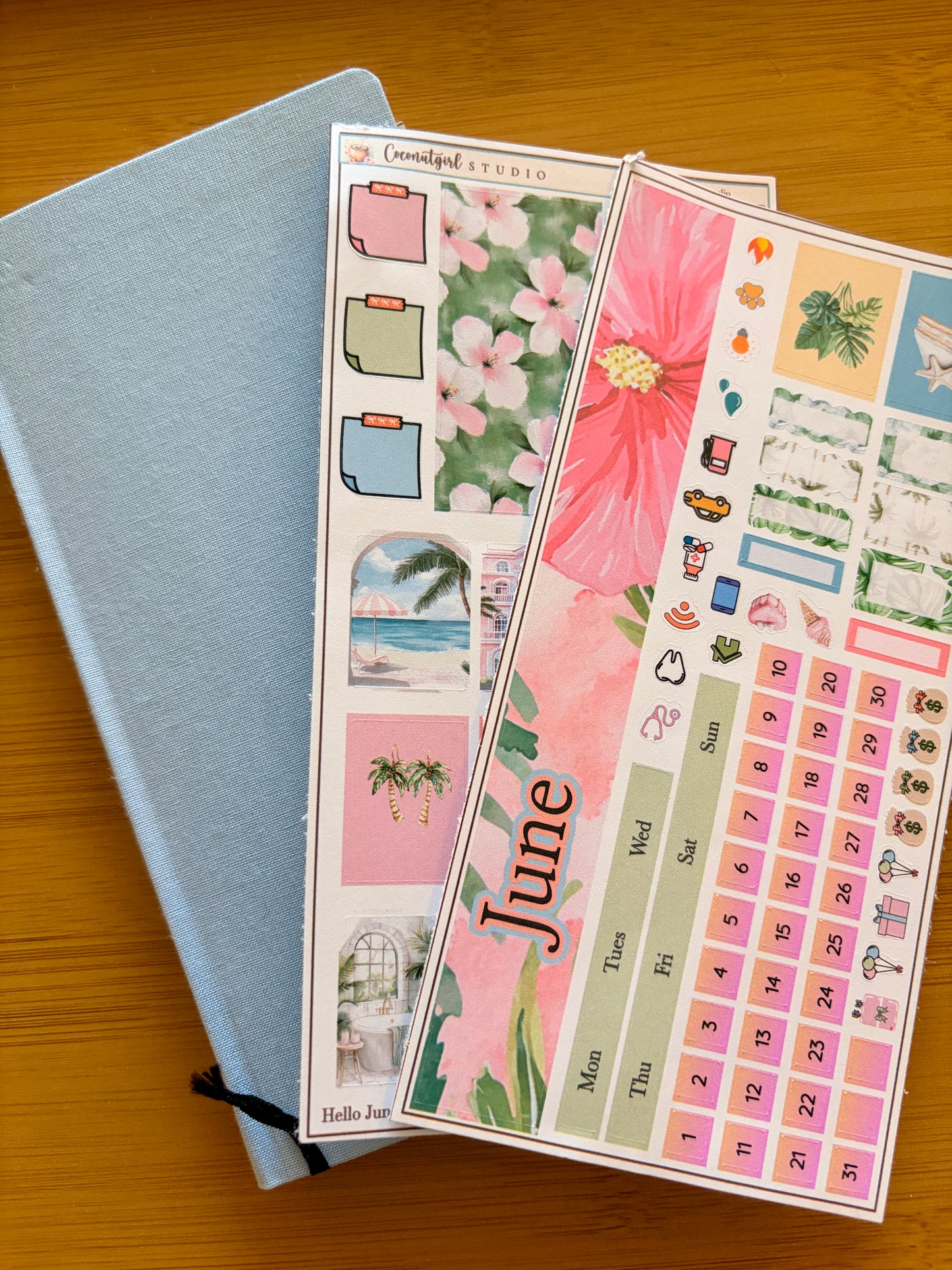 June Monthly Planner Sticker Kit – Tropical Hibiscus Theme