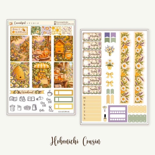 Honey & Wildflowers Weekly Planner Sticker Kit | Hobonichi Cousin
