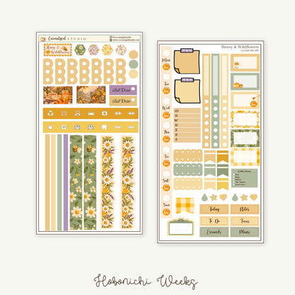Honey & Wildflowers Weekly Planner Sticker Kit | Hobonichi Weeks