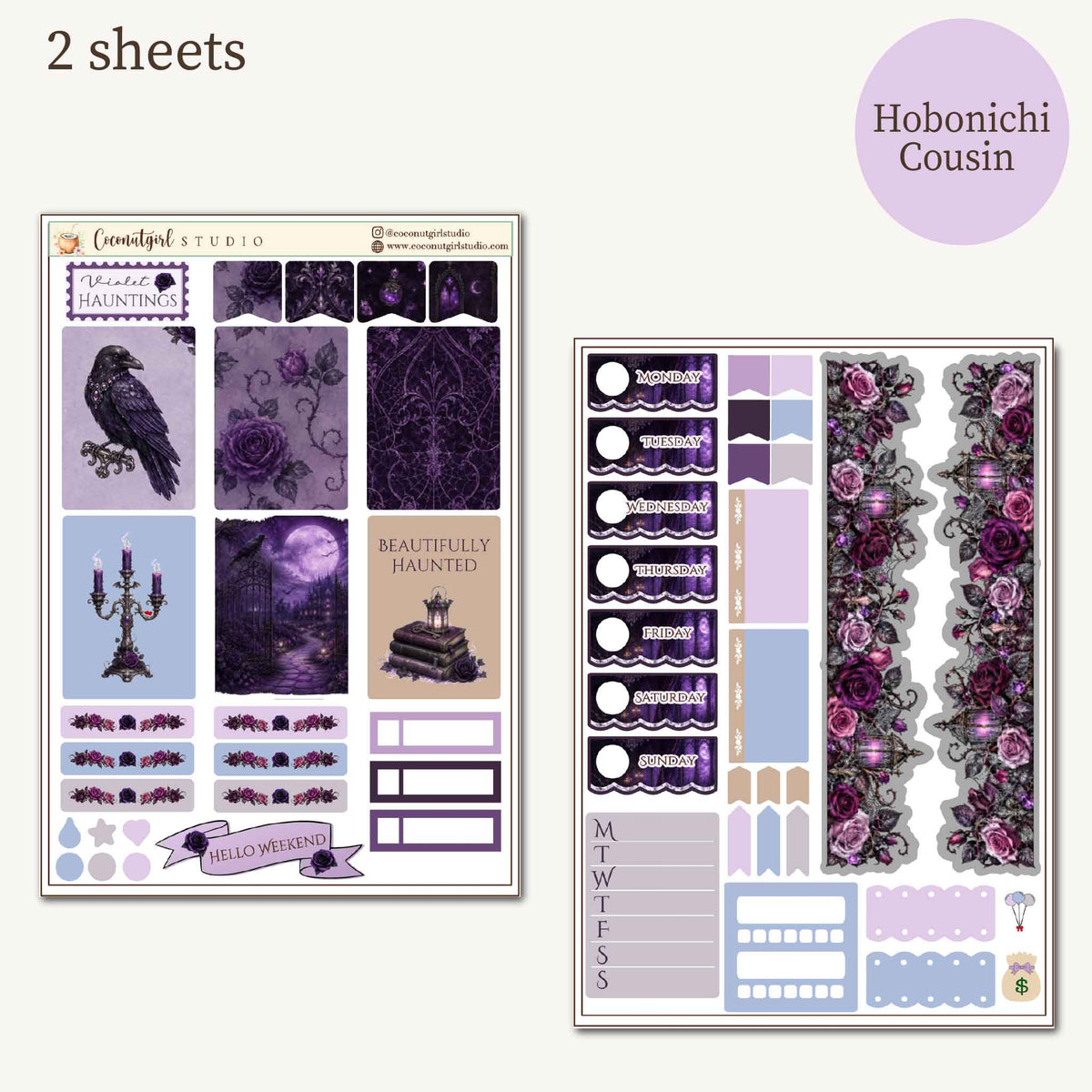 Violet Haunting Gothic Halloween Planner Sticker Kit