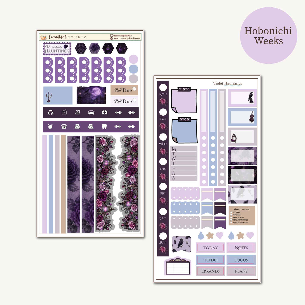 Violet Haunting Gothic Halloween Planner Sticker Kit