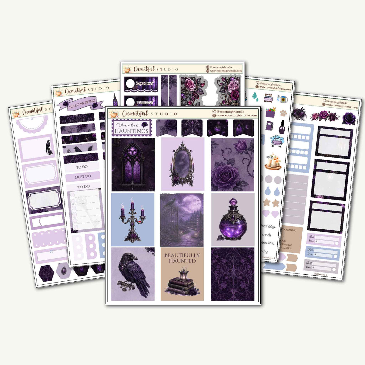 Violet Haunting Gothic Halloween Planner Sticker Kit
