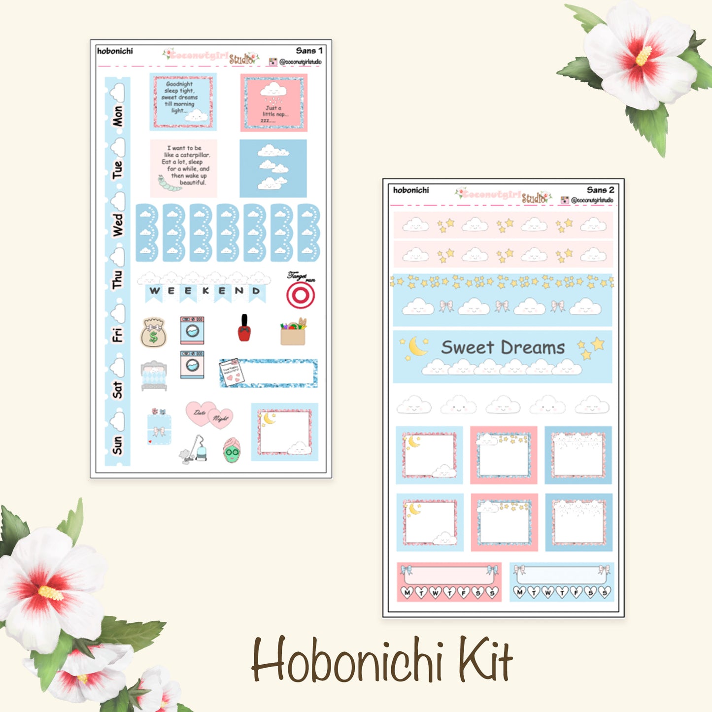 Cloud Themed Weekly Kit Planner Stickers | Dreamy Sky Planning Decor Sans