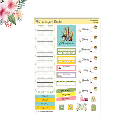 Spring Gardening Weekly Kit Planner Stickers | Floral Garden Planning Set | Homegrown