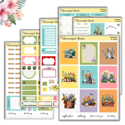 Spring Gardening Weekly Kit Planner Stickers | Floral Garden Planning Set | Homegrown