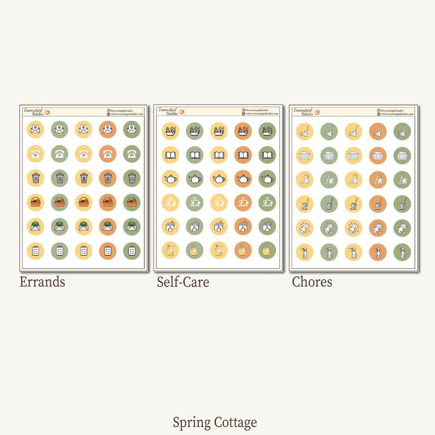 Two Dollar Tuesday Planner Icon Stickers – Errands, Self-Care & Chores Sheets