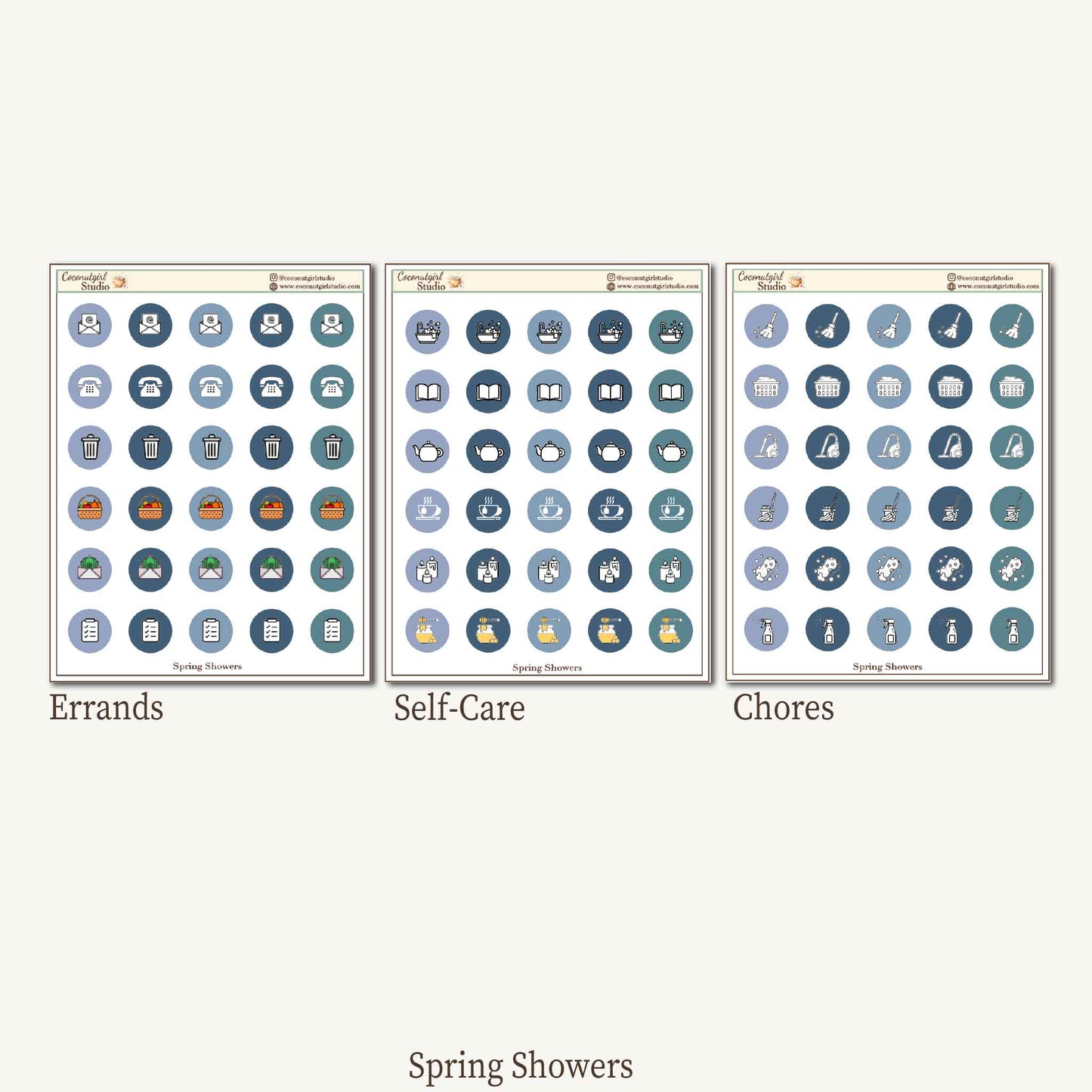 Two Dollar Tuesday Planner Icon Stickers – Errands, Self-Care & Chores Sheets