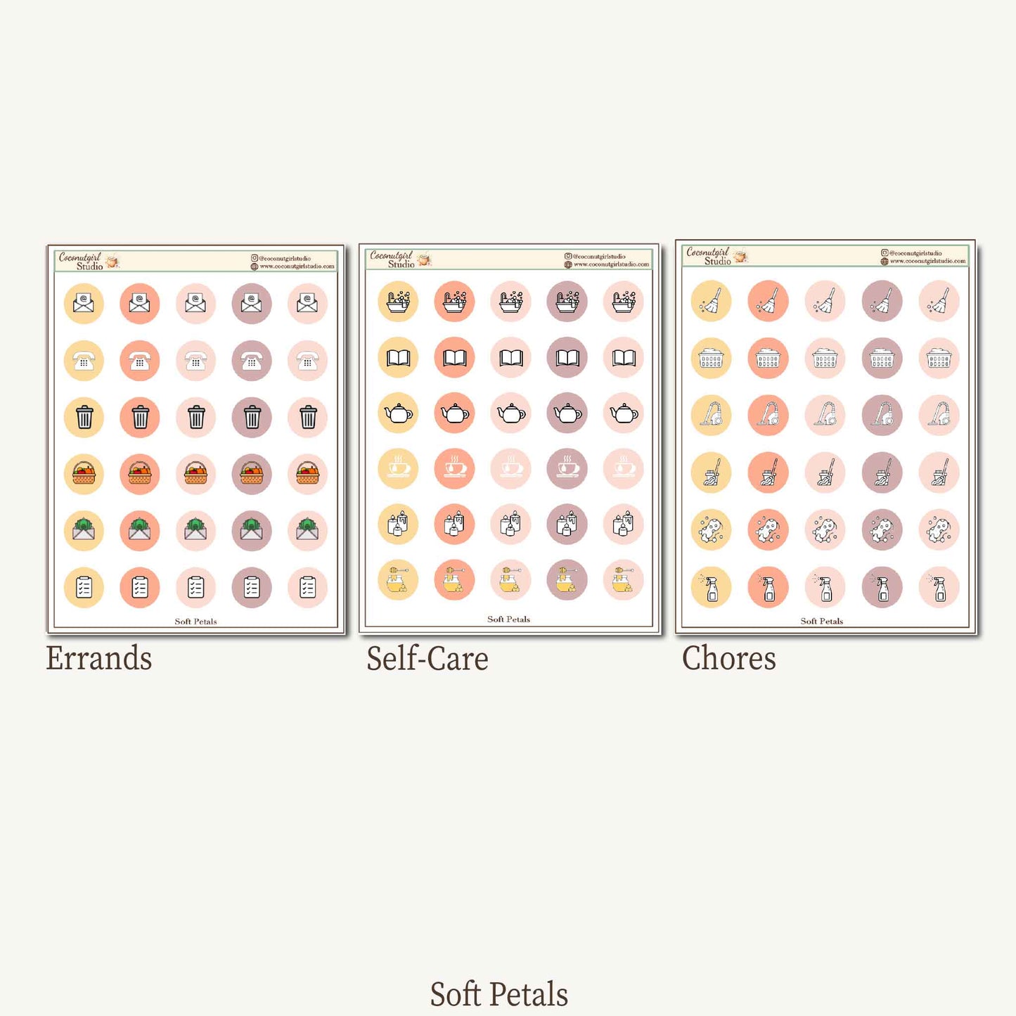 Two Dollar Tuesday Planner Icon Stickers – Errands, Self-Care & Chores Sheets