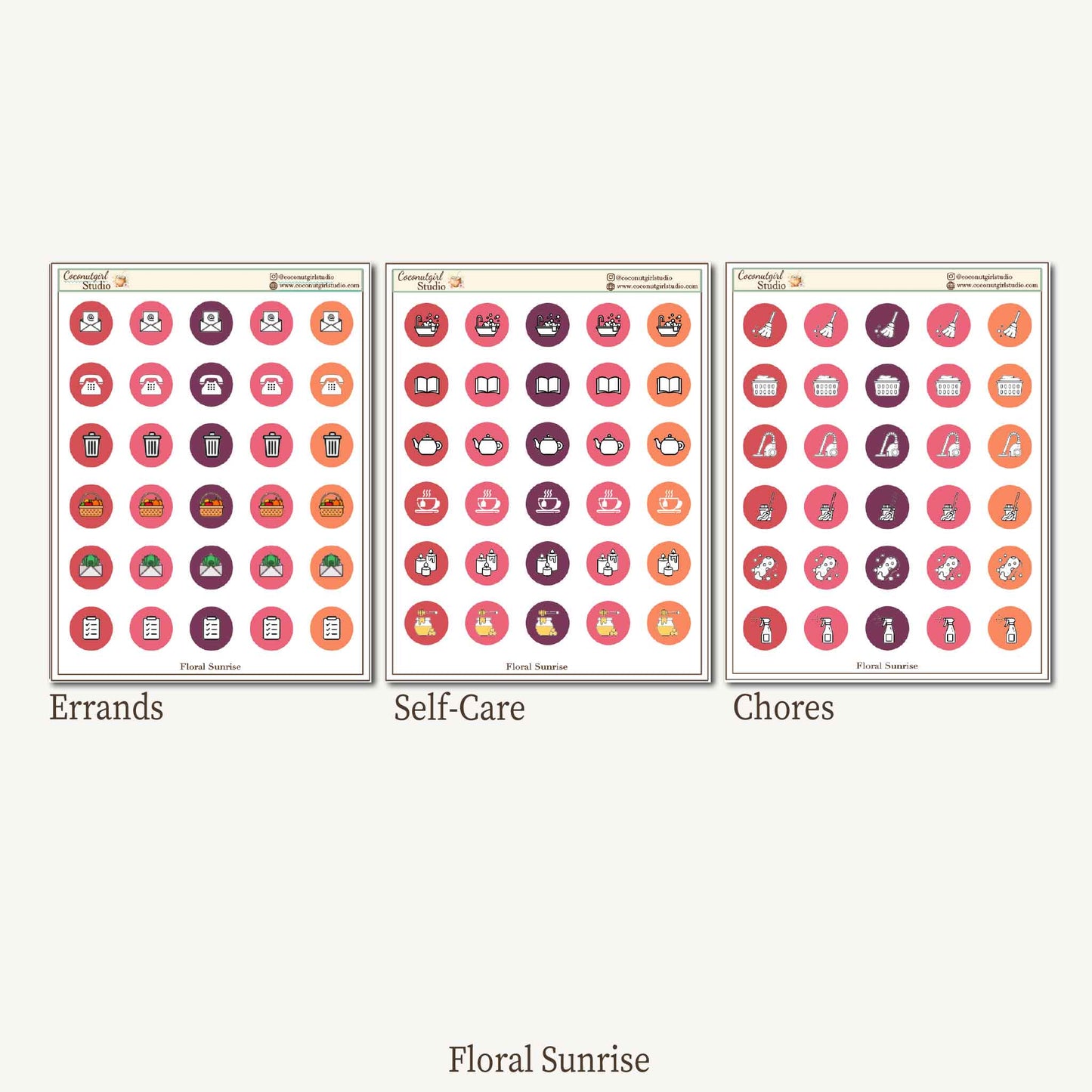 Two Dollar Tuesday Planner Icon Stickers – Errands, Self-Care & Chores Sheets