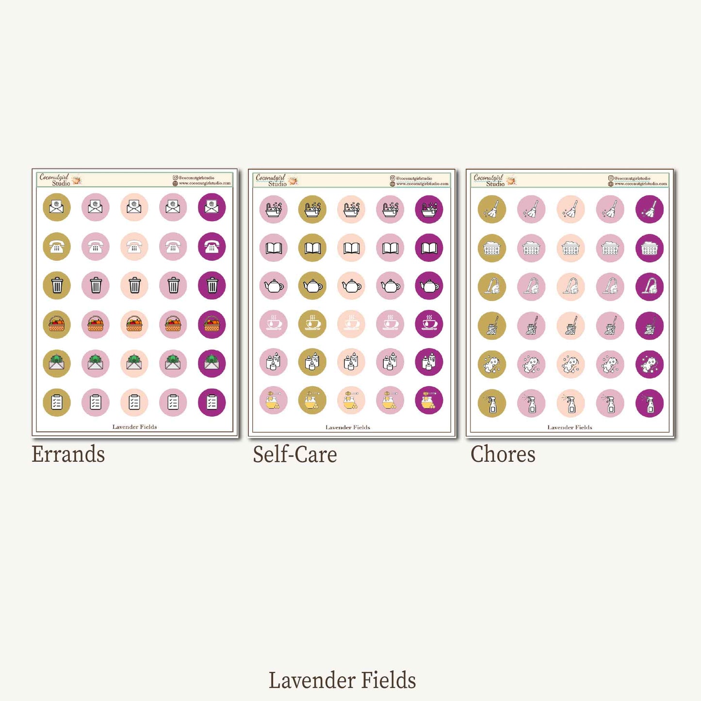 Two Dollar Tuesday Planner Icon Stickers – Errands, Self-Care & Chores Sheets