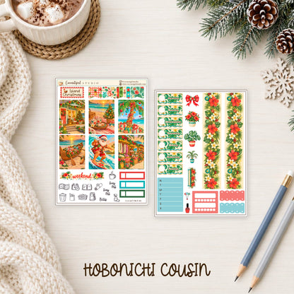 Island Christmas Planner Sticker Kit | Tropical Holiday Stickers | Mele Kalikimaka