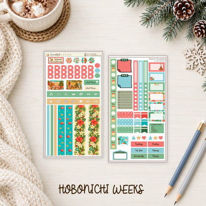 Island Christmas Planner Sticker Kit | Tropical Holiday Stickers | Mele Kalikimaka
