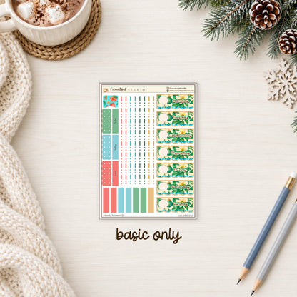 Island Christmas Planner Sticker Kit | Tropical Holiday Stickers | Hobonichi Techo A6