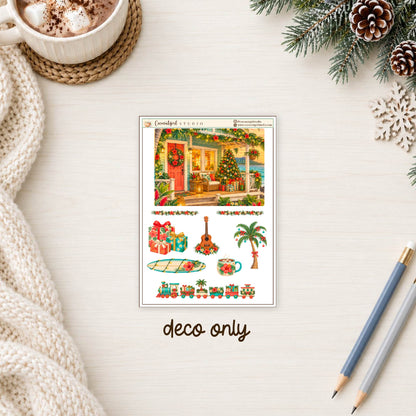 Island Christmas Planner Sticker Kit | Tropical Holiday Stickers | Hobonichi Techo A6