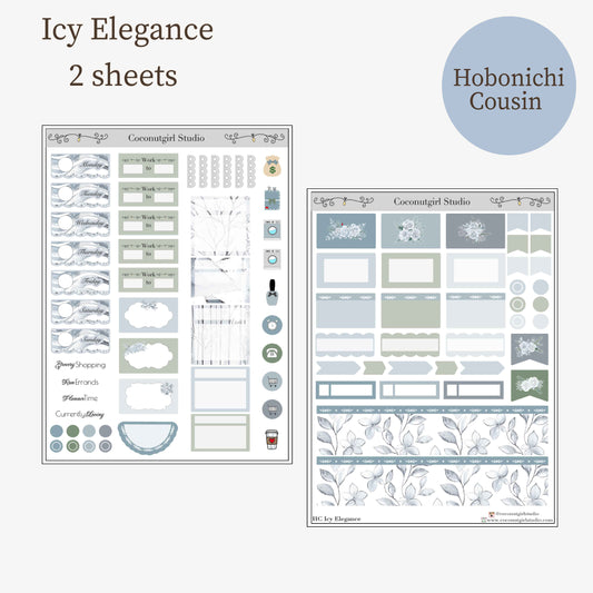 Icy Elegance | Hobonichi Cousin Winter Weekly Planner Sticker Kit