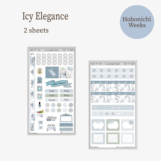 Icy Elegance | Hobonichi Weeks Essential Winter Weekly Planner Sticker Kit