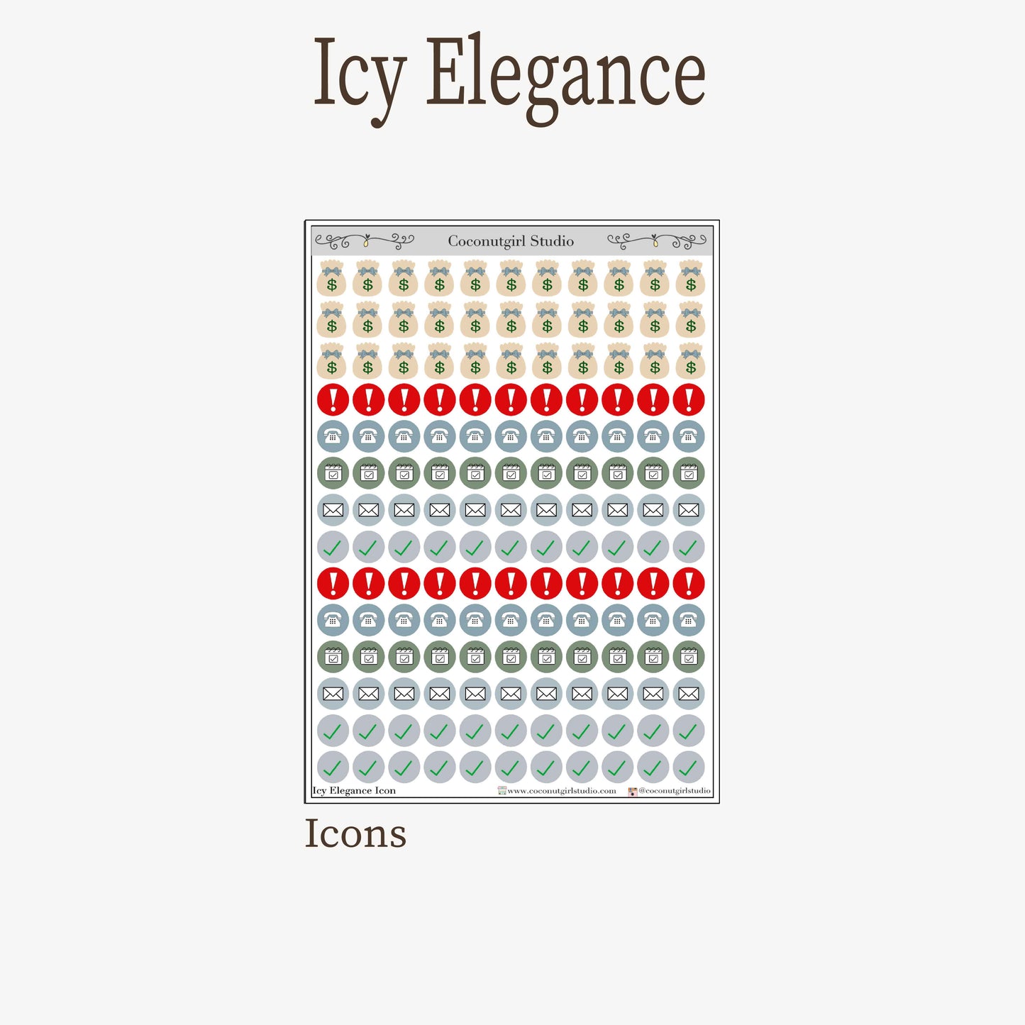 Icy Elegance | 12-Sheet Premium Winter Planner Sticker Kit