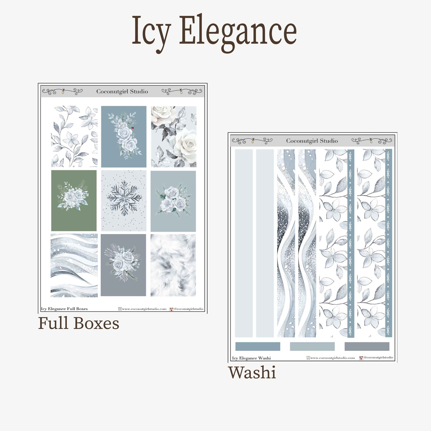 Icy Elegance | 12-Sheet Premium Winter Planner Sticker Kit