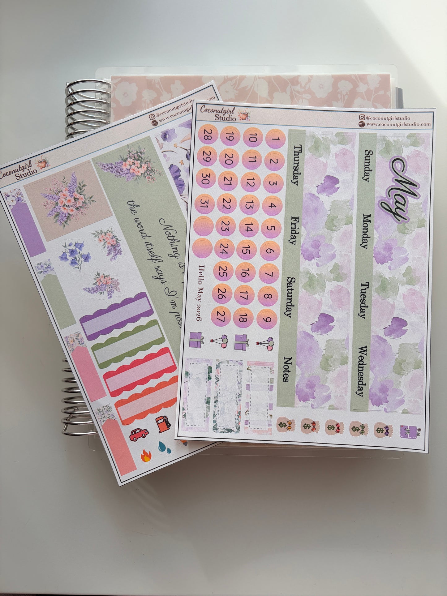 May Monthly Overview Kit | Floral EC Vertical Planner Stickers | Hobonichi Cousin | Hobonichi Weeks | Hobonichi Techo A6
