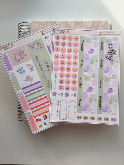 May Monthly Overview Kit | Floral EC Vertical Planner Stickers | Hobonichi Cousin | Hobonichi Weeks | Hobonichi Techo A6