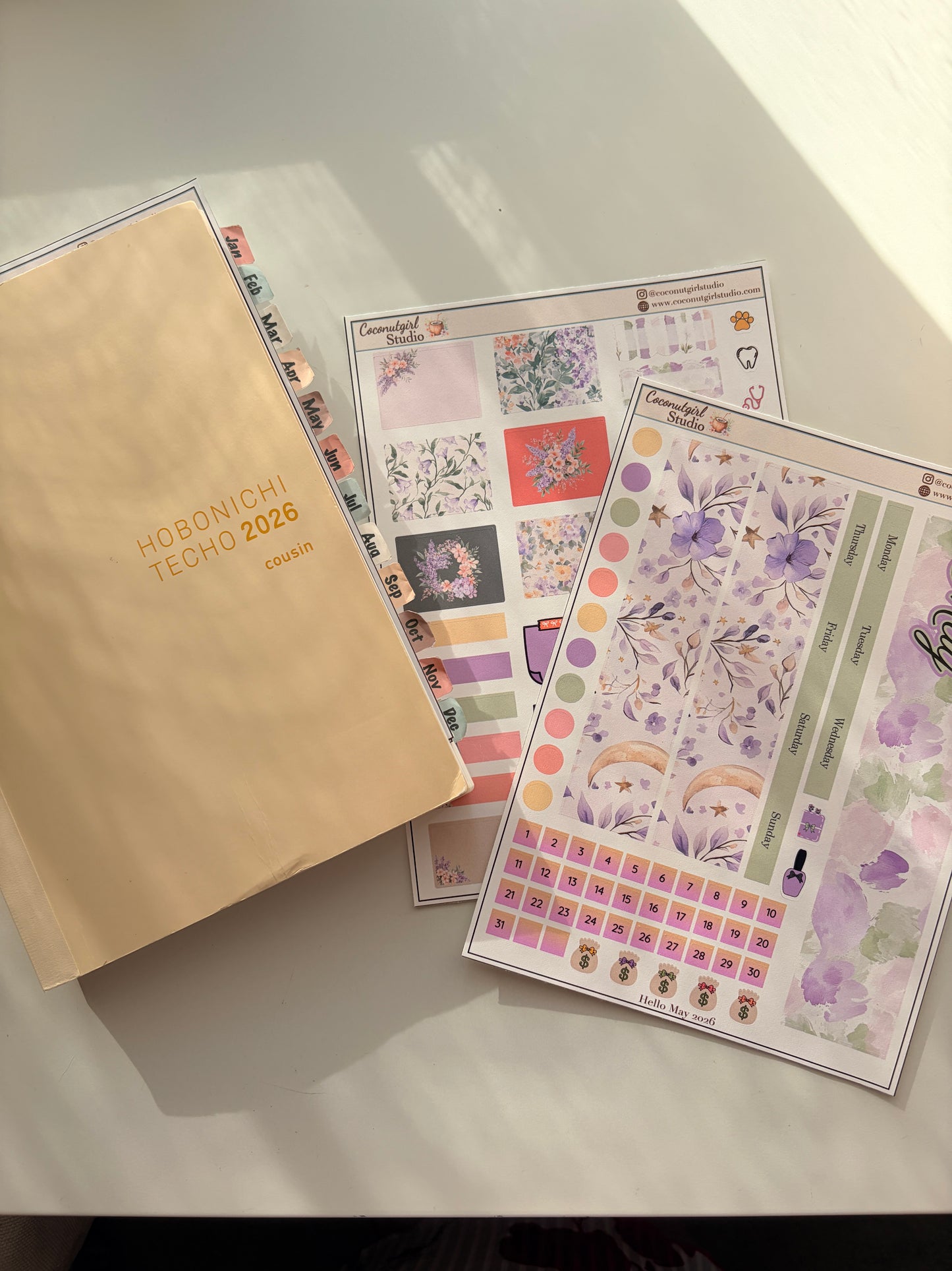 May Monthly Overview Kit | Floral EC Vertical Planner Stickers | Hobonichi Cousin | Hobonichi Weeks | Hobonichi Techo A6