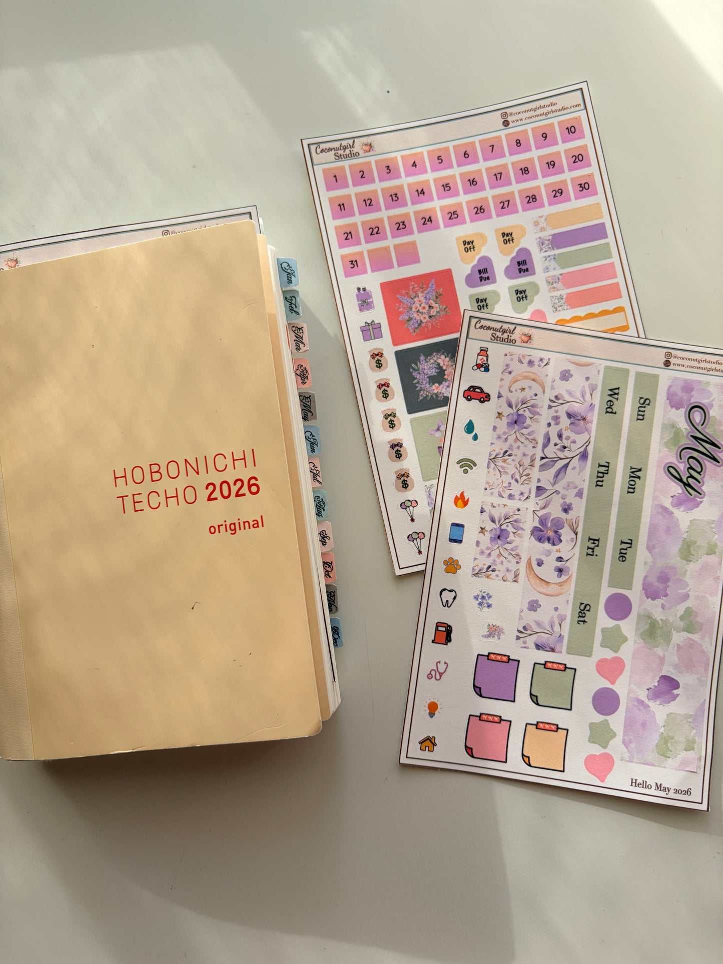 May Monthly Overview Kit | Floral EC Vertical Planner Stickers | Hobonichi Cousin | Hobonichi Weeks | Hobonichi Techo A6