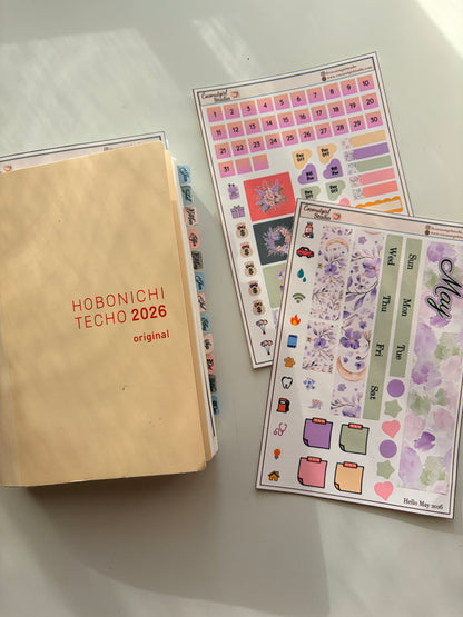 May Monthly Overview Kit | Floral EC Vertical Planner Stickers | Hobonichi Cousin | Hobonichi Weeks | Hobonichi Techo A6