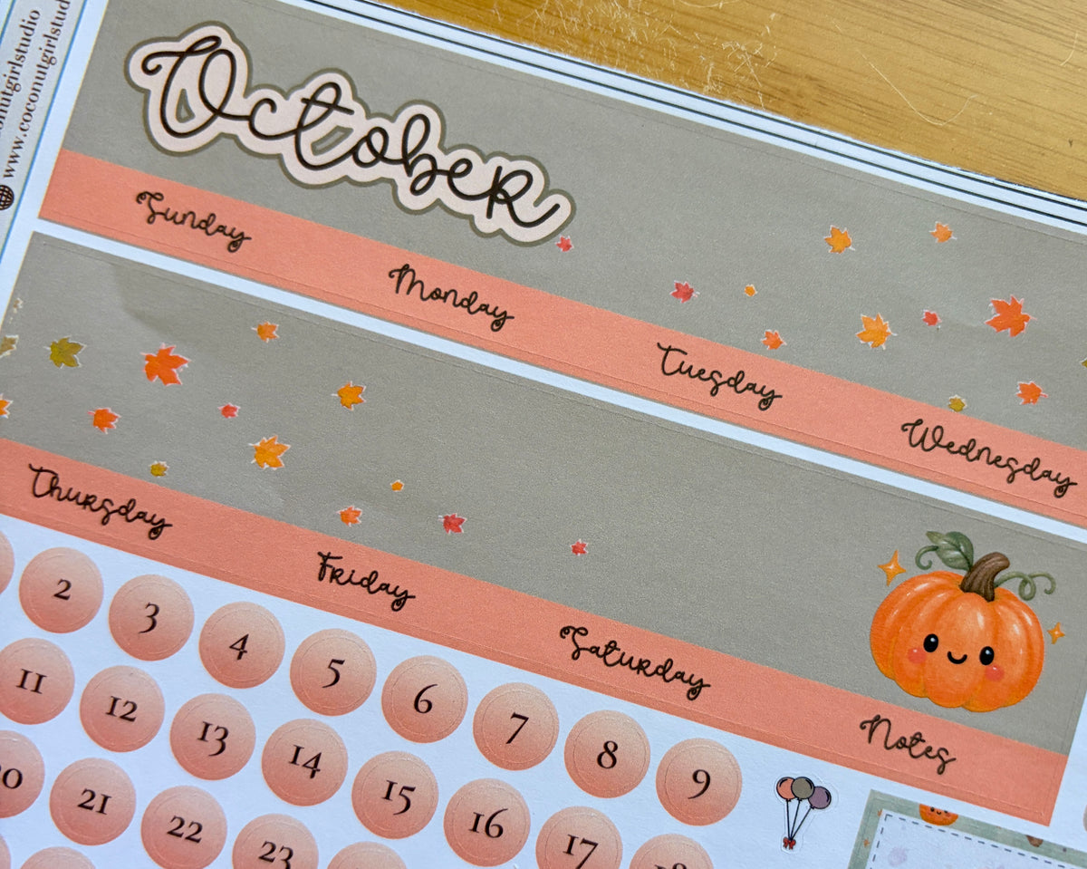 October Autumn Magic Monthly Overview Sticker Kit