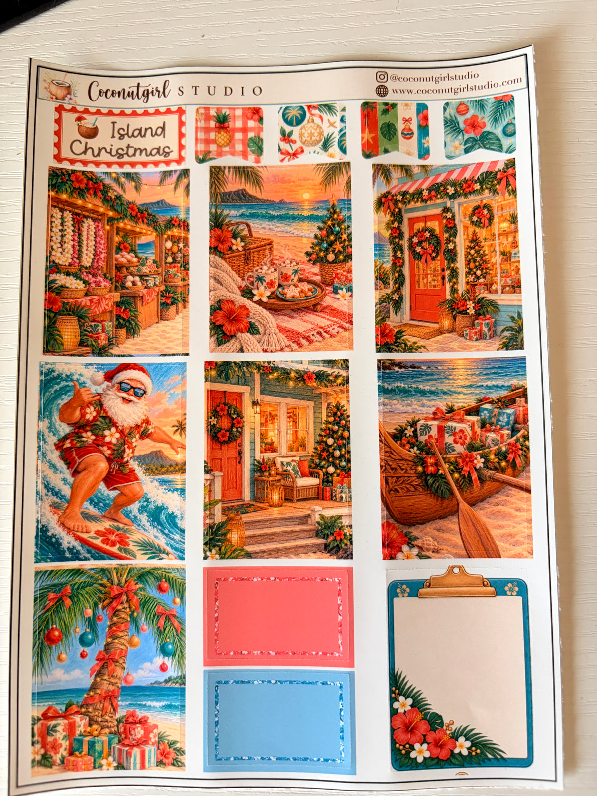 Island Christmas Planner Sticker Kit | Tropical Holiday Stickers | Mele Kalikimaka
