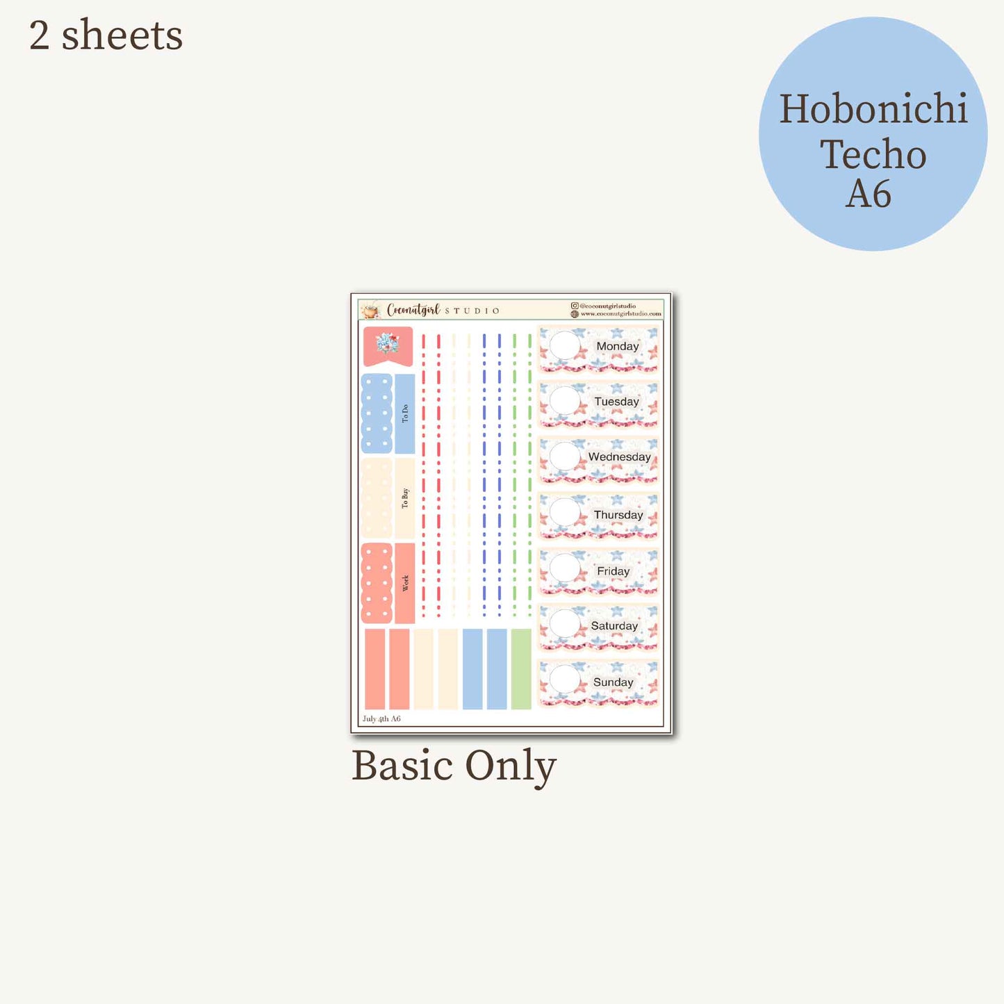 Stars & Seaside | Coastal Summer Planner Sticker Kit | Hobonichi Techo A6