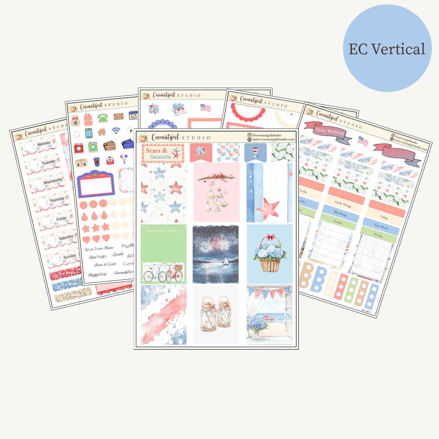 Stars & Seaside | Coastal Summer Planner Sticker Kit