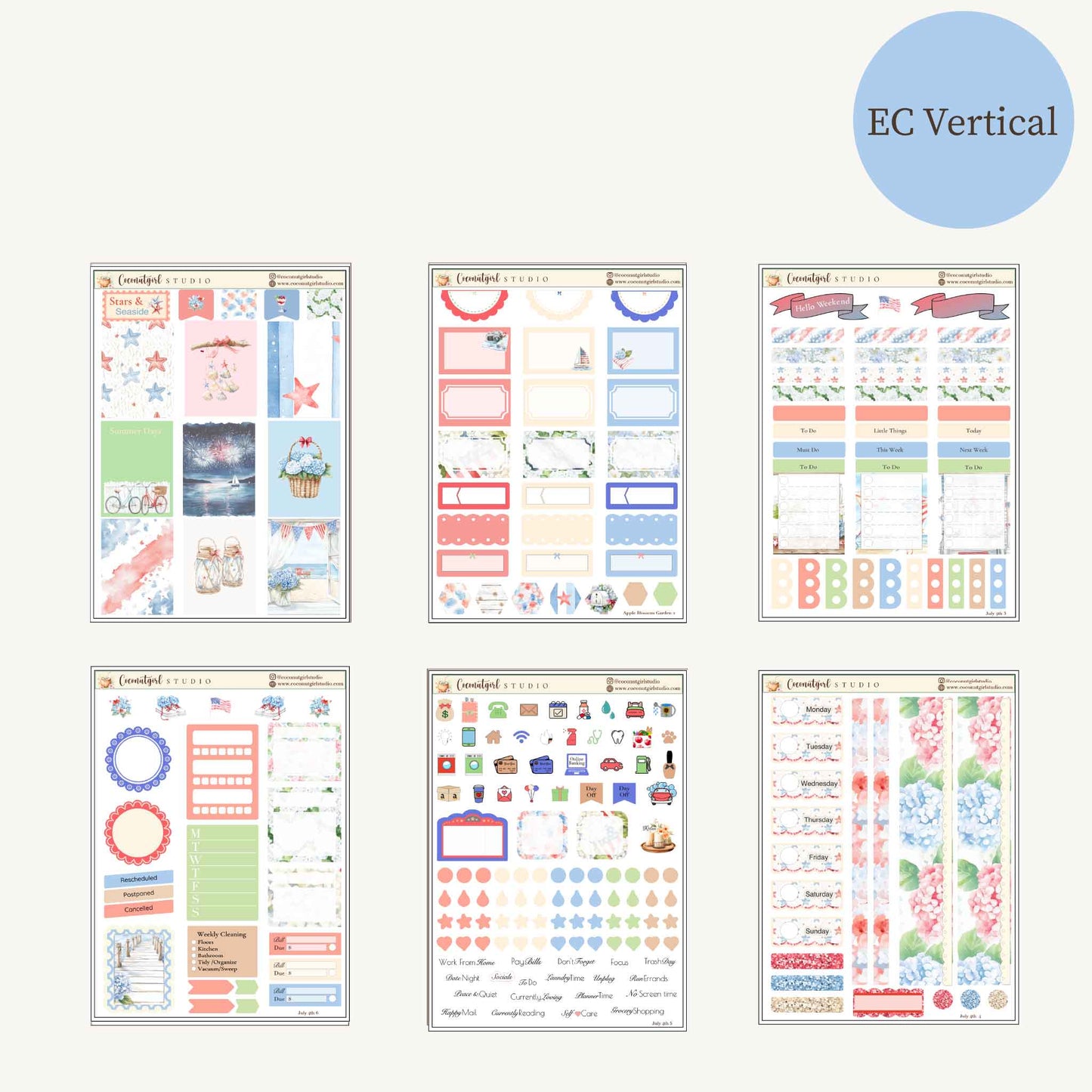 Stars & Seaside | Coastal Summer Planner Sticker Kit