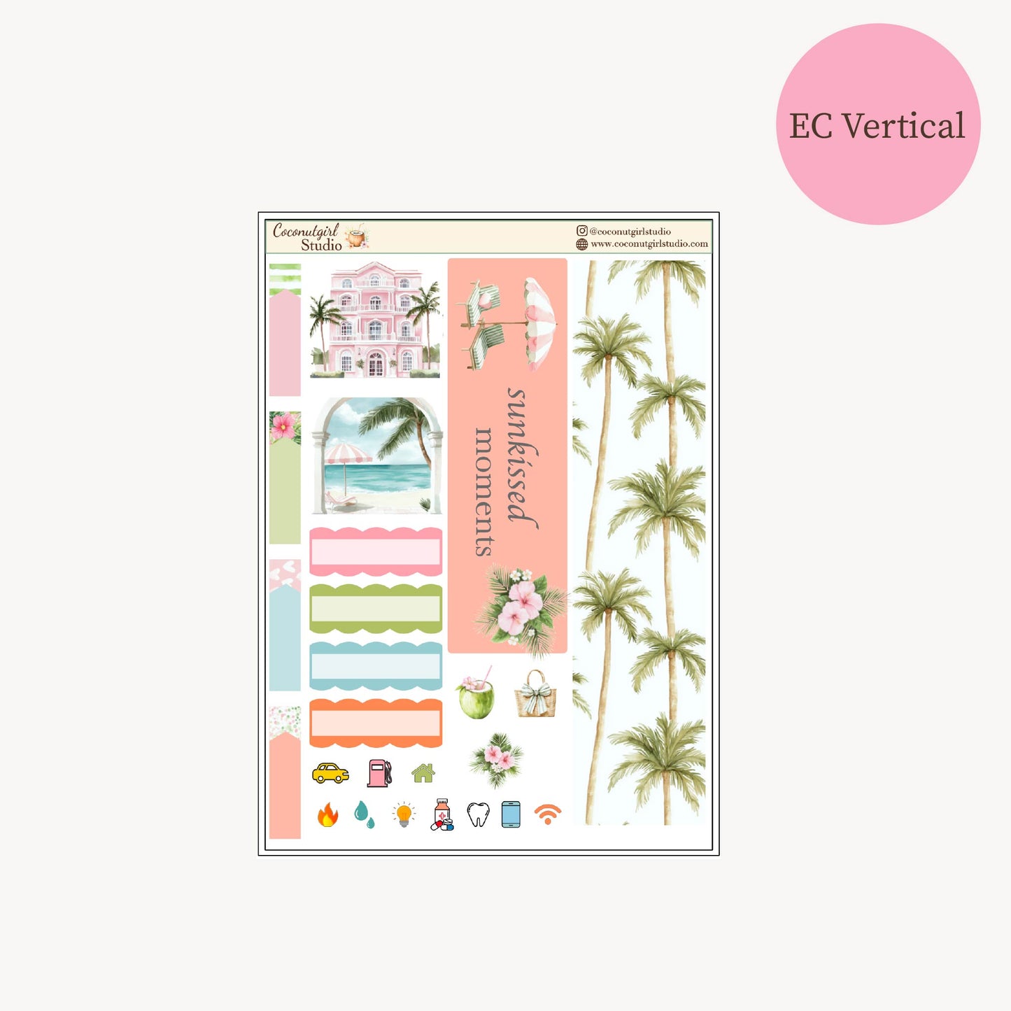 June Monthly Planner Sticker Kit – Tropical Hibiscus Theme
