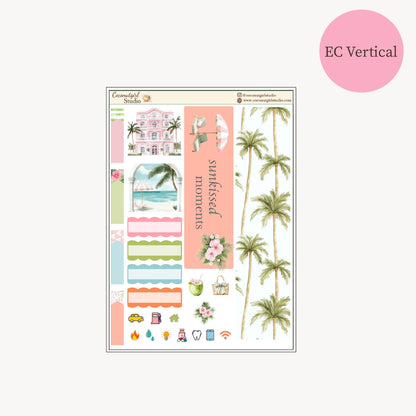June Monthly Planner Sticker Kit – Tropical Hibiscus Theme