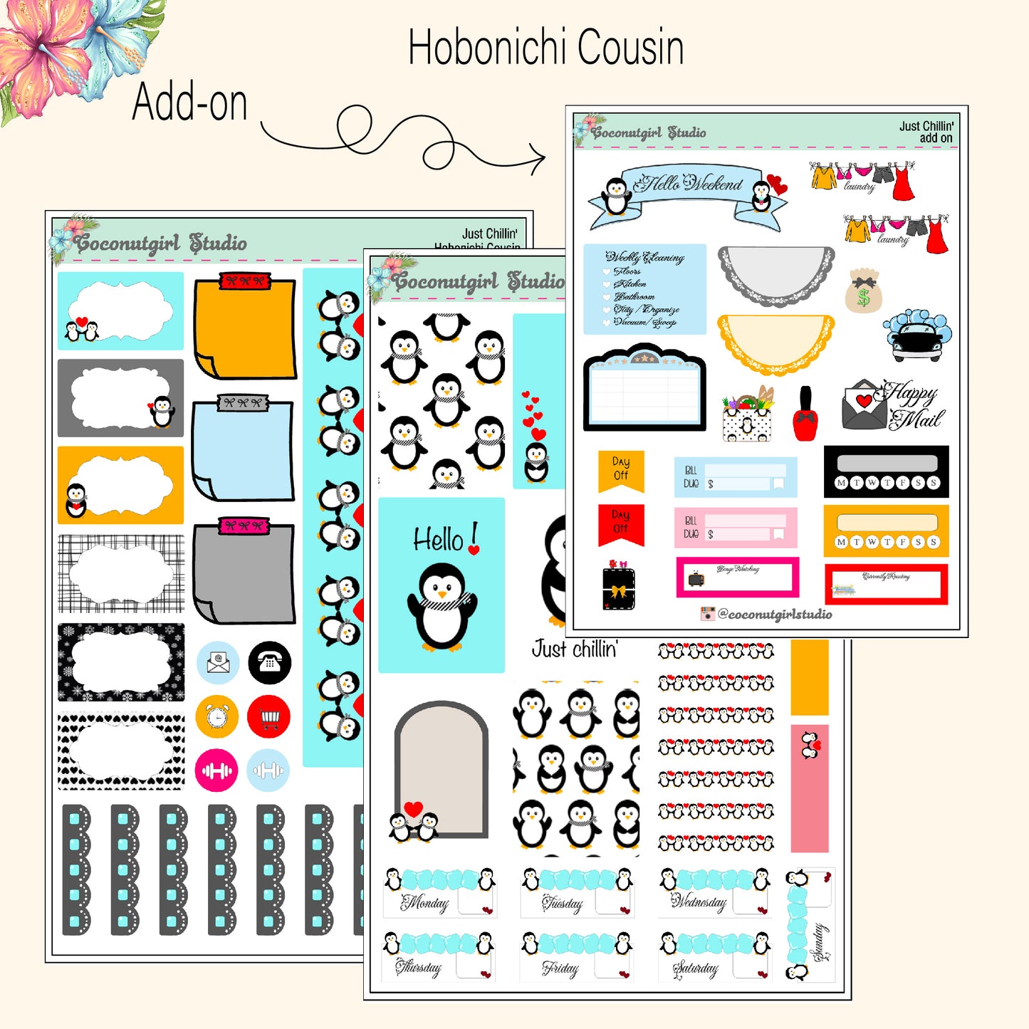 Penguin Weekly Kit Planner Stickers | Cute Winter Planning Decor Just Chillin