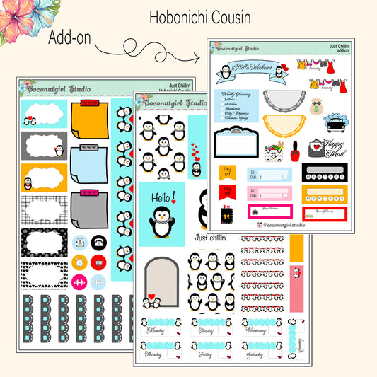 Penguin Weekly Kit Planner Stickers | Cute Winter Planning Decor Just Chillin