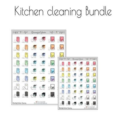 Monthly Cleaning Planner Stickers | Fridge, Oven & Cabinet Cleaning Icons