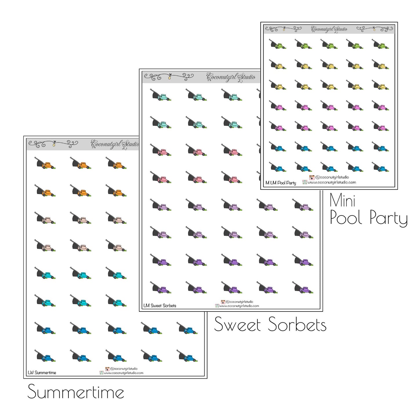 Lawnmower Lawn Care planner stickers