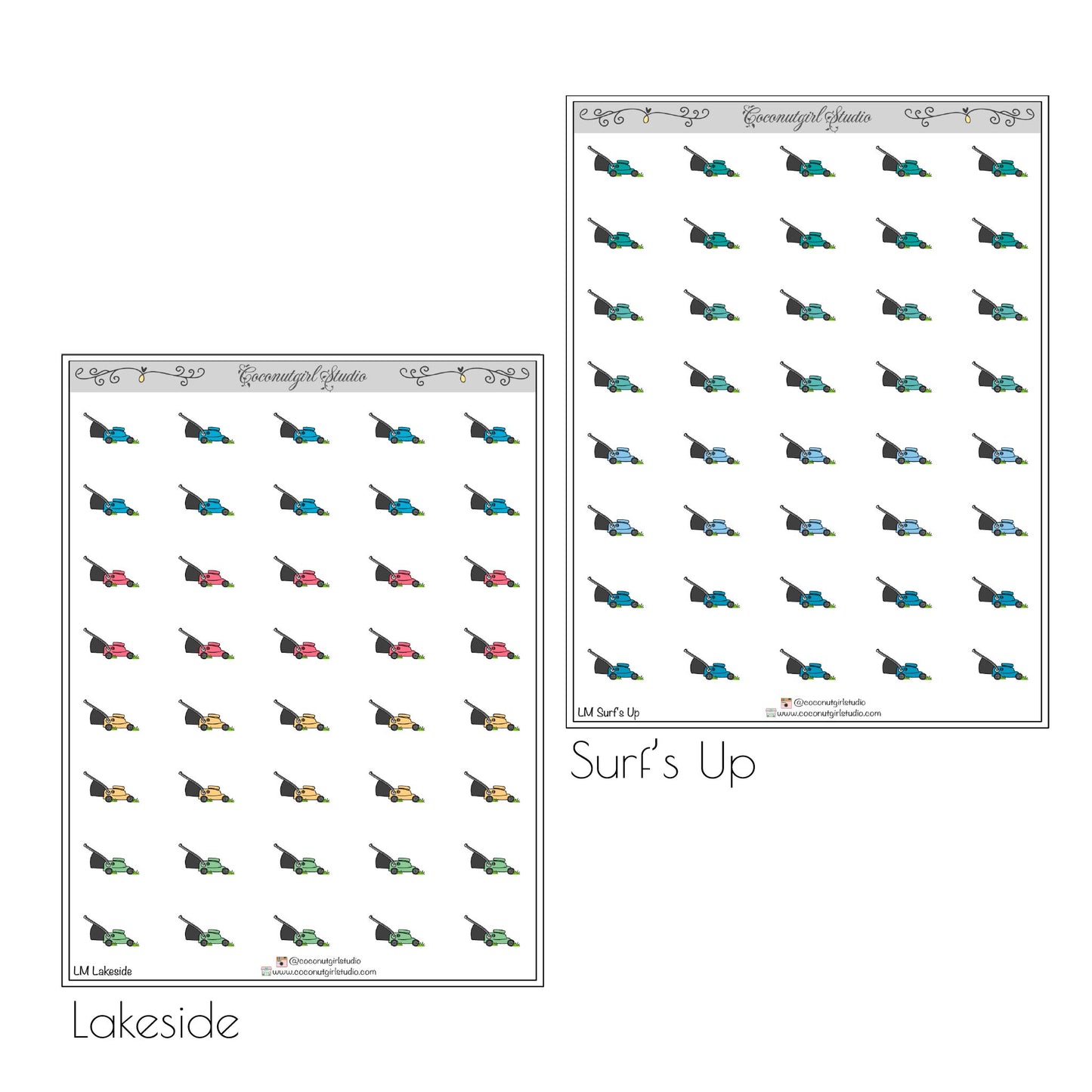 Lawnmower Lawn Care planner stickers
