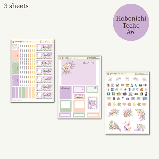 Lavender Dreams Planner Sticker Kit | Floral Planner Stickers | Hobonichi Techo A6