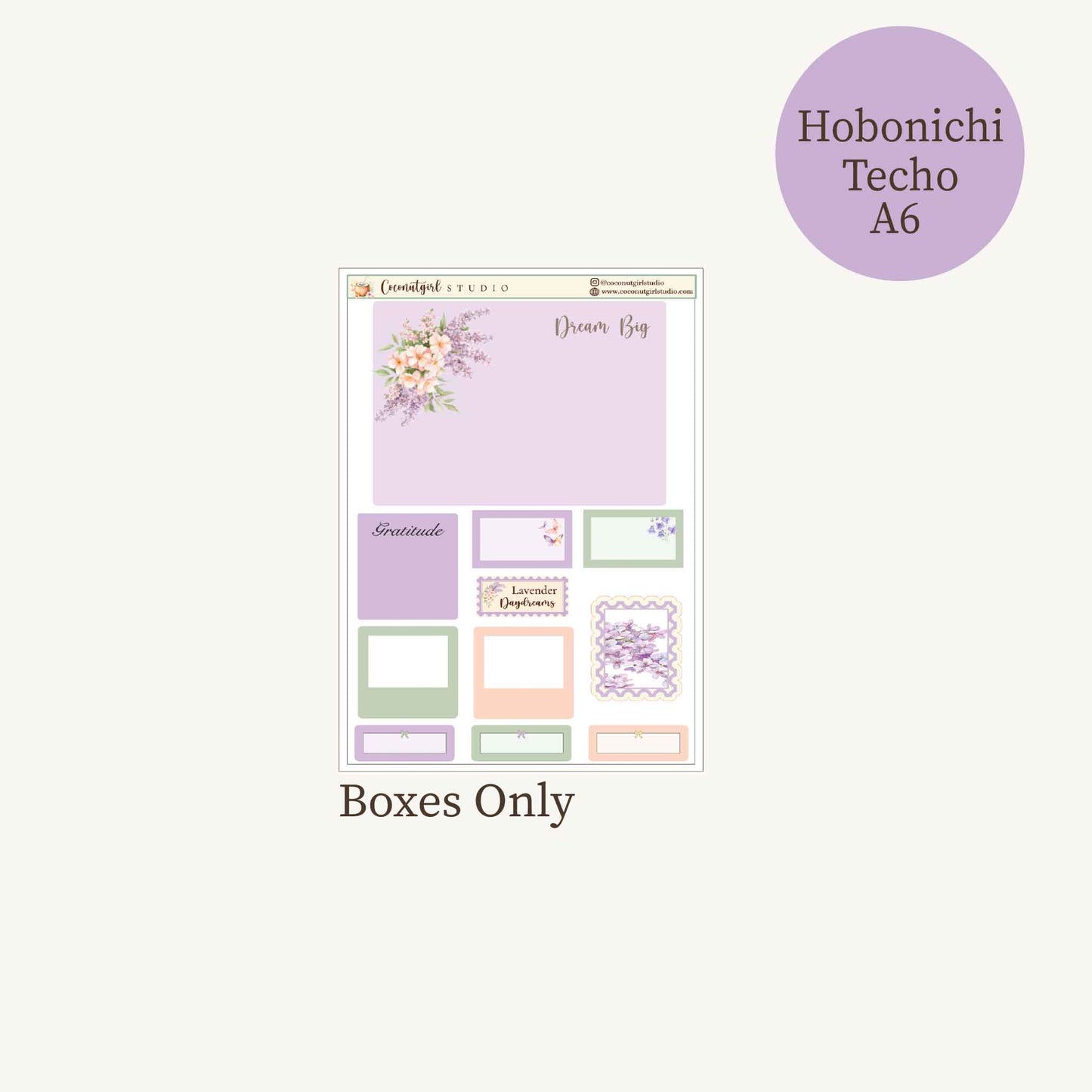 Lavender Dreams Planner Sticker Kit | Floral Planner Stickers | Hobonichi Techo A6