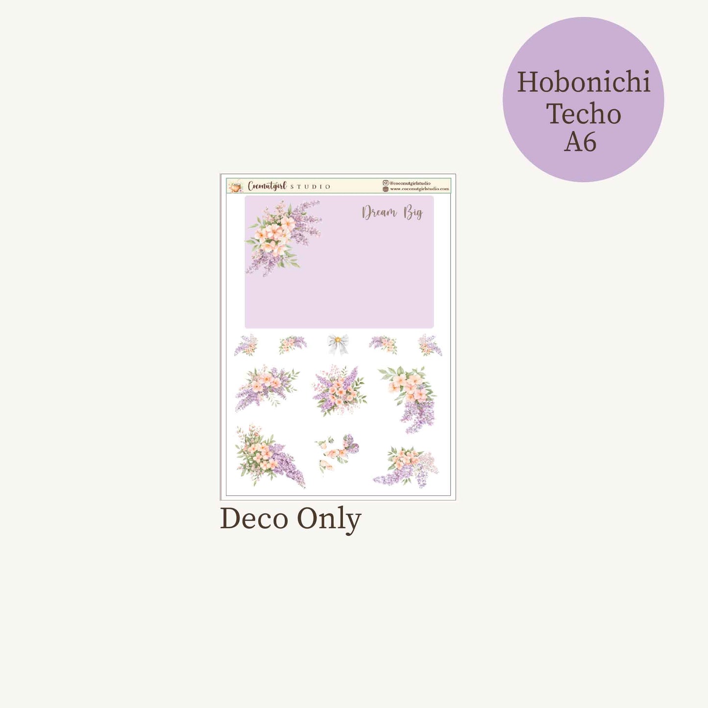 Lavender Dreams Planner Sticker Kit | Floral Planner Stickers | Hobonichi Techo A6