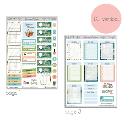 Serene Weekly Kit Planner Stickers | Peaceful Nature Planning Lakeside Retreat