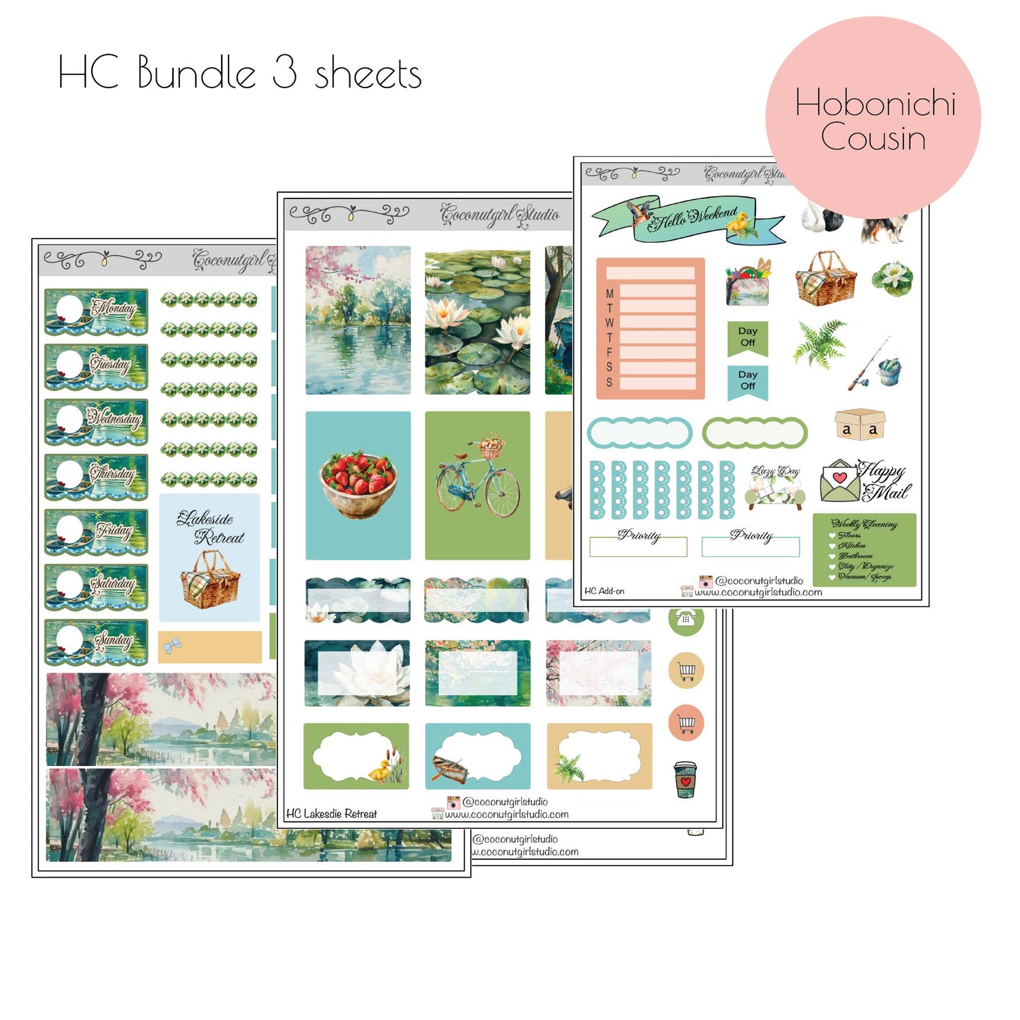 Serene Weekly Kit Planner Stickers | Peaceful Nature Planning Lakeside Retreat