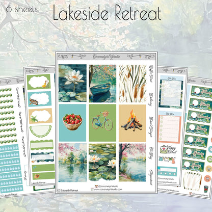 Serene Weekly Kit Planner Stickers | Peaceful Nature Planning Lakeside Retreat